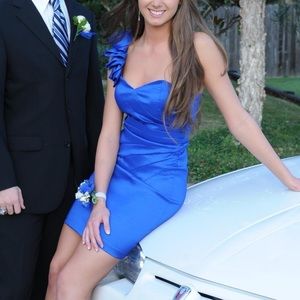 IXIA Women's One Shoulder Mini Dress in Royal Blue